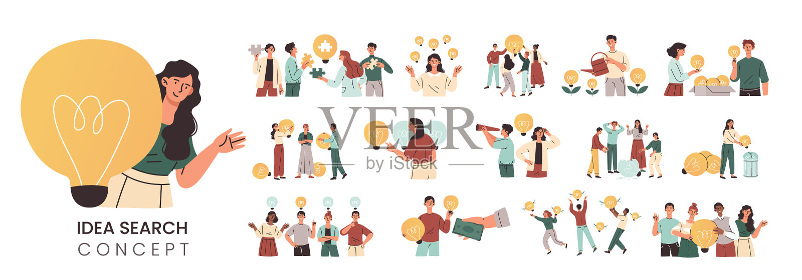 设定有创意的男女角色配合插画图片素材