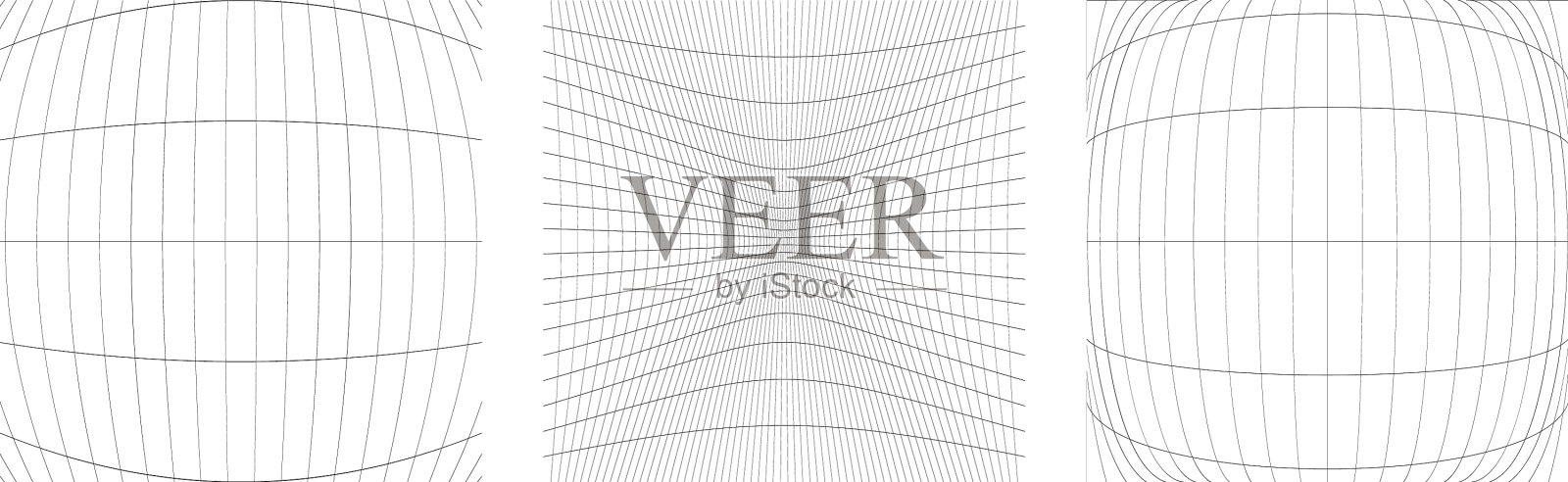 一组变形变形的网格网格弯曲插画图片素材