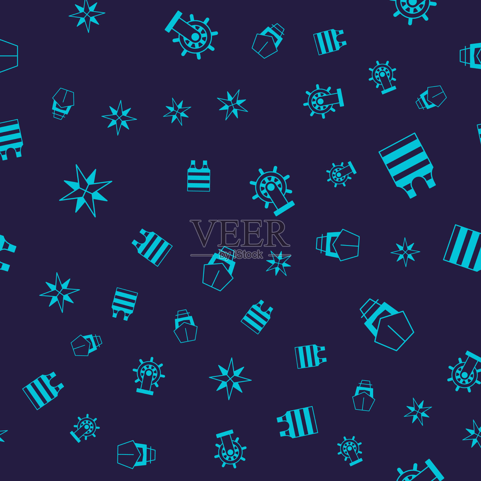 集风玫瑰条纹水手t恤船图标素材