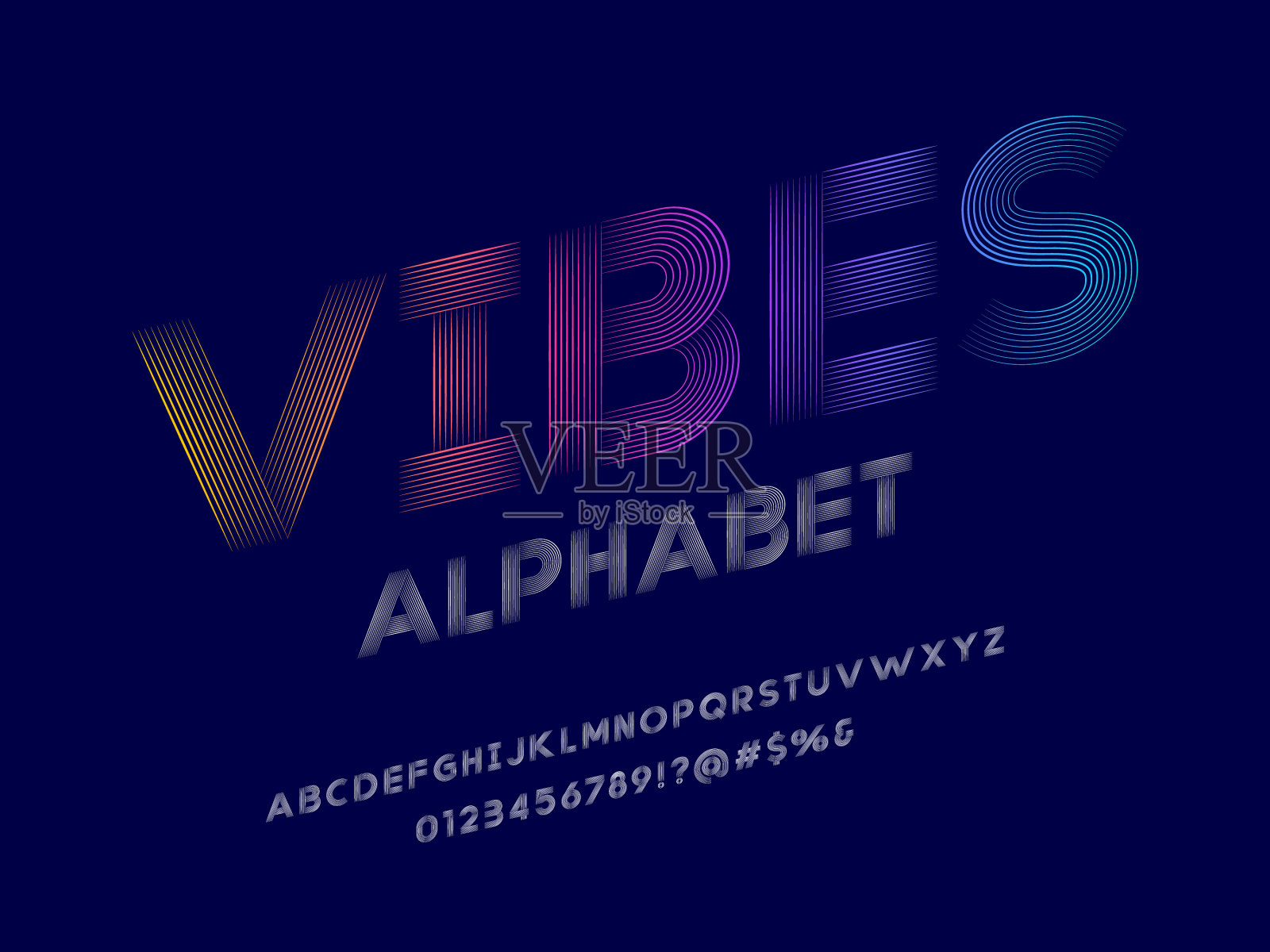 字体线条插画图片素材