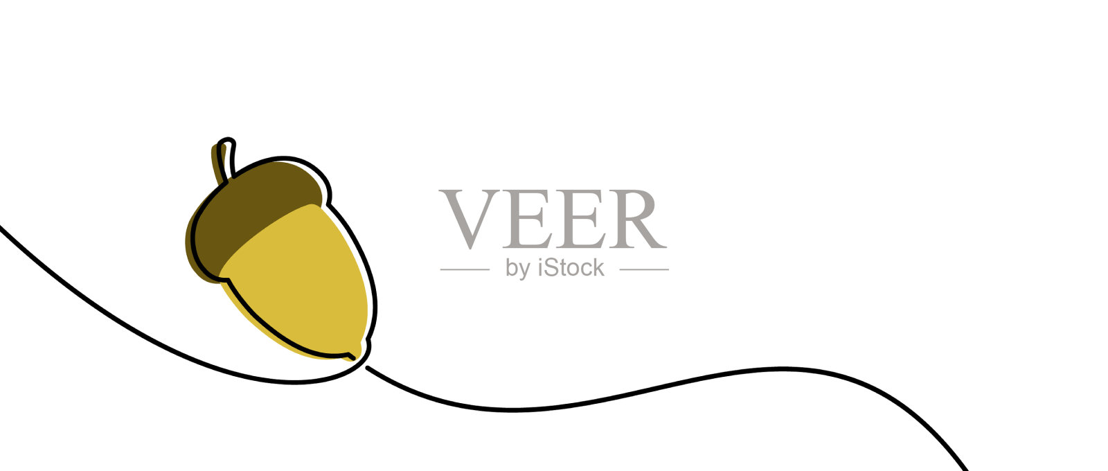 单线连续画橡子设计元素图片