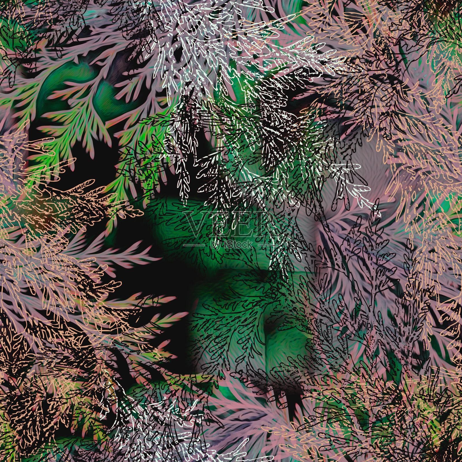 树枝无缝模式。插画图片素材