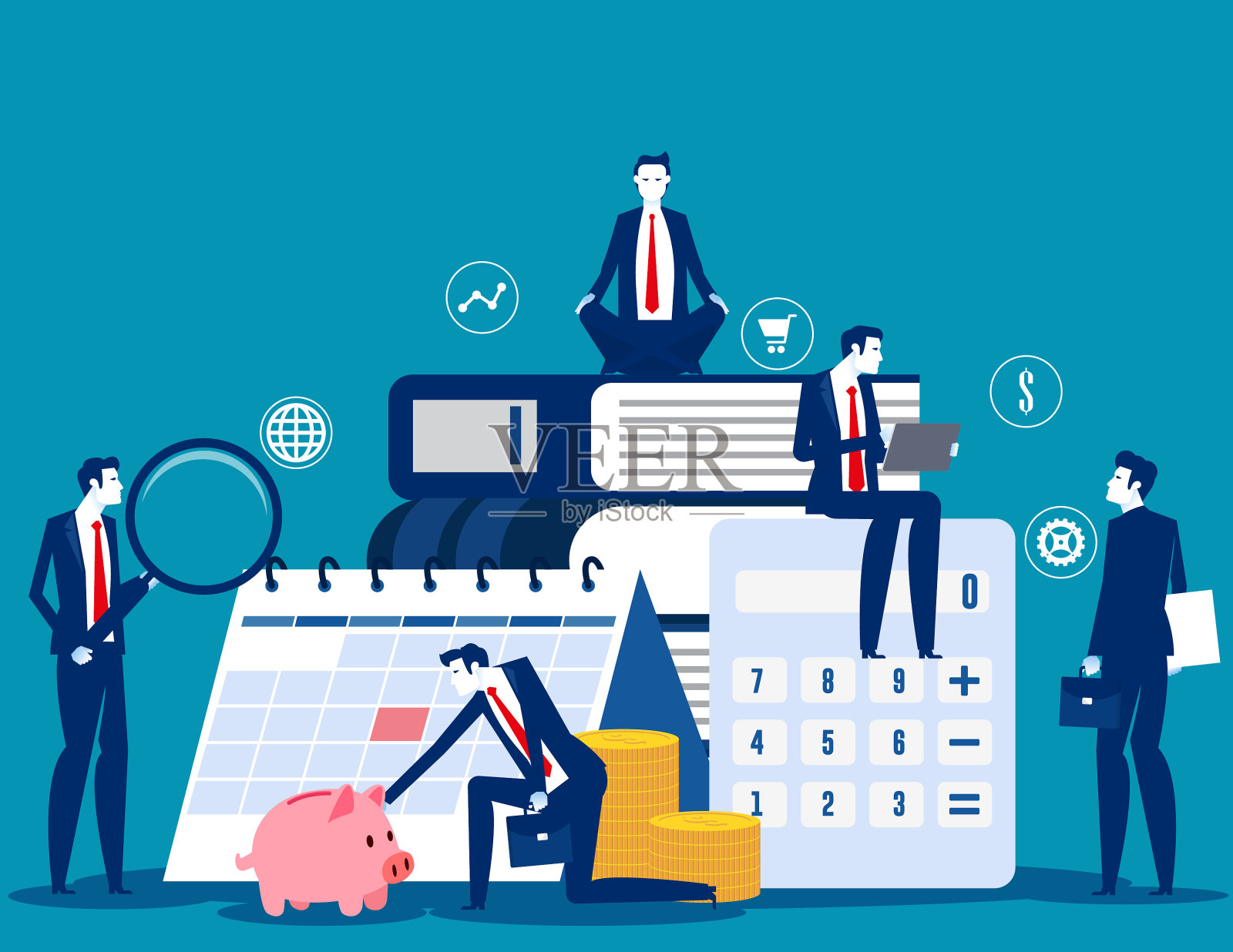 专业的商务人士和财务管理插画图片素材