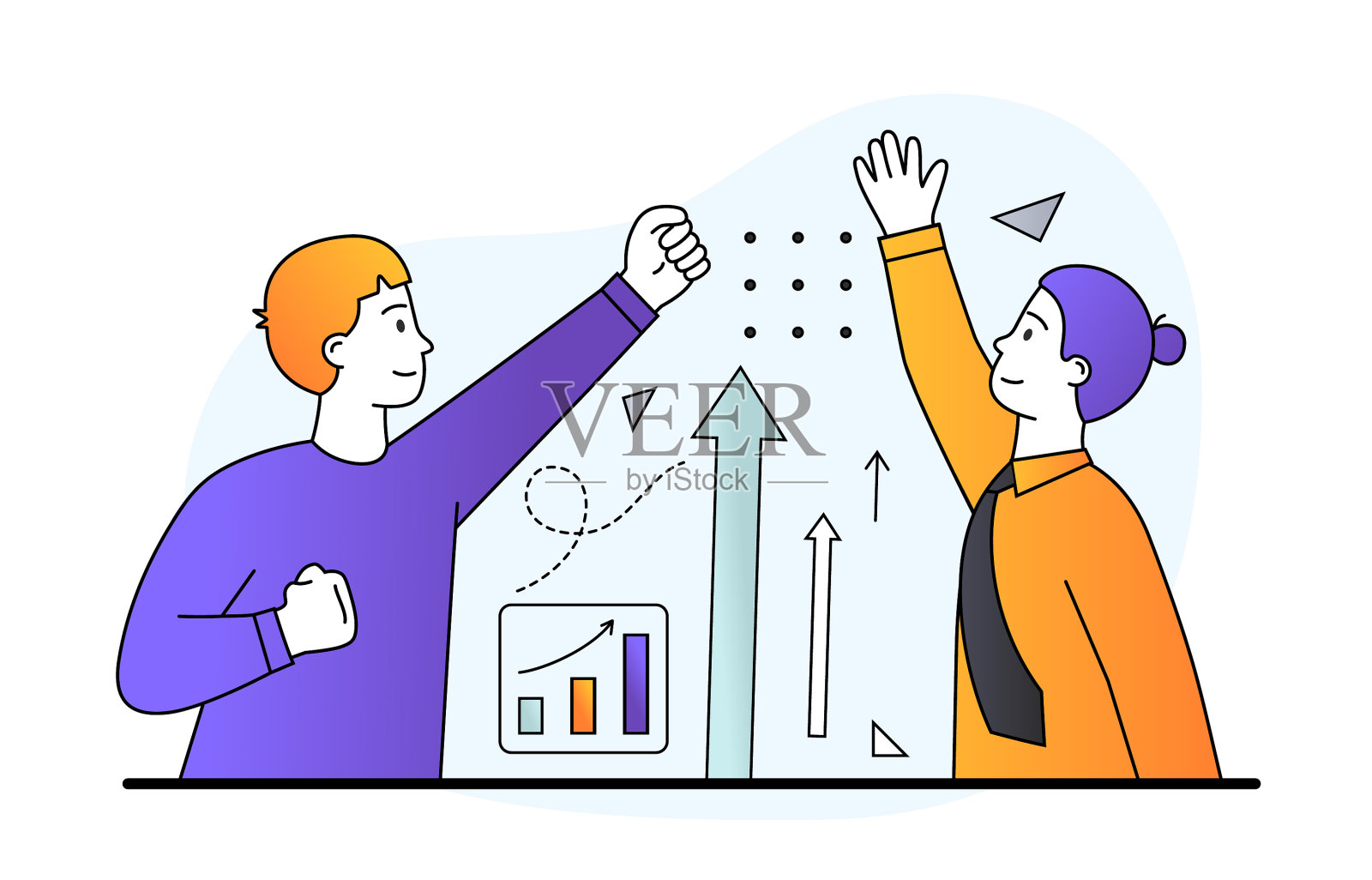 年轻的男性和女性角色手牵着手设计元素图片