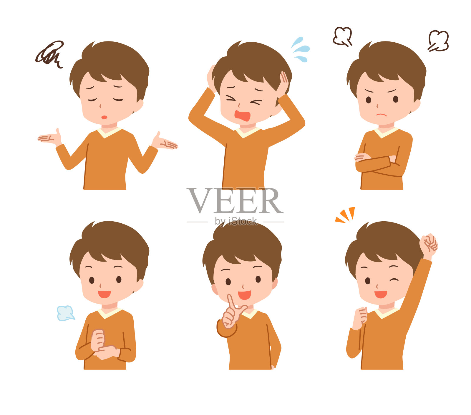 剪辑艺术的人在平民服装的各种姿势插画图片素材