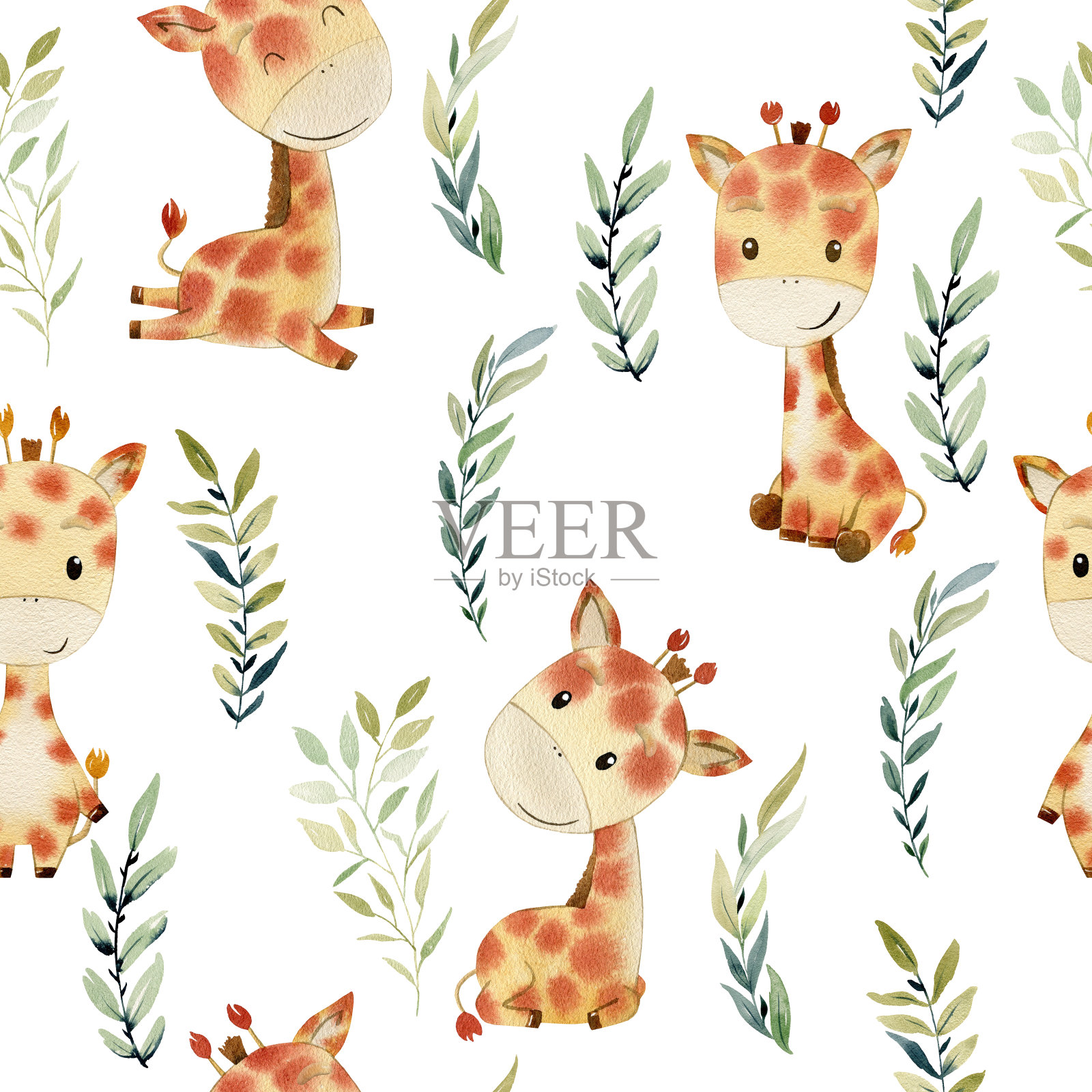 水彩狩猎动物。插画图片素材