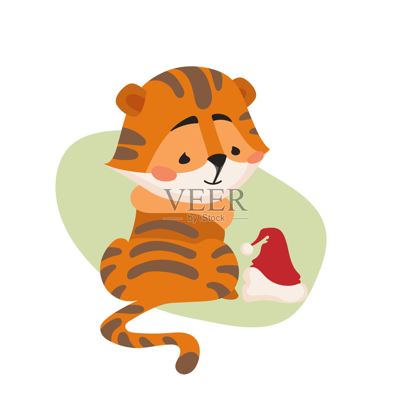 与一只卡通老虎幼崽隔离插画图片素材