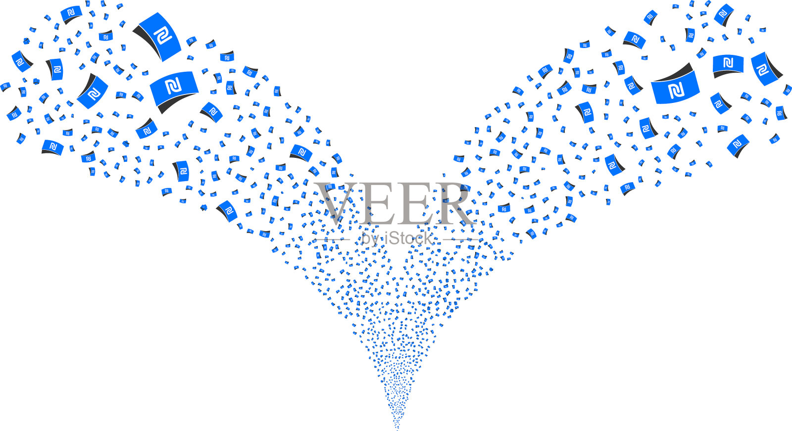 谢克尔钞票两次烟花喷泉插画图片素材