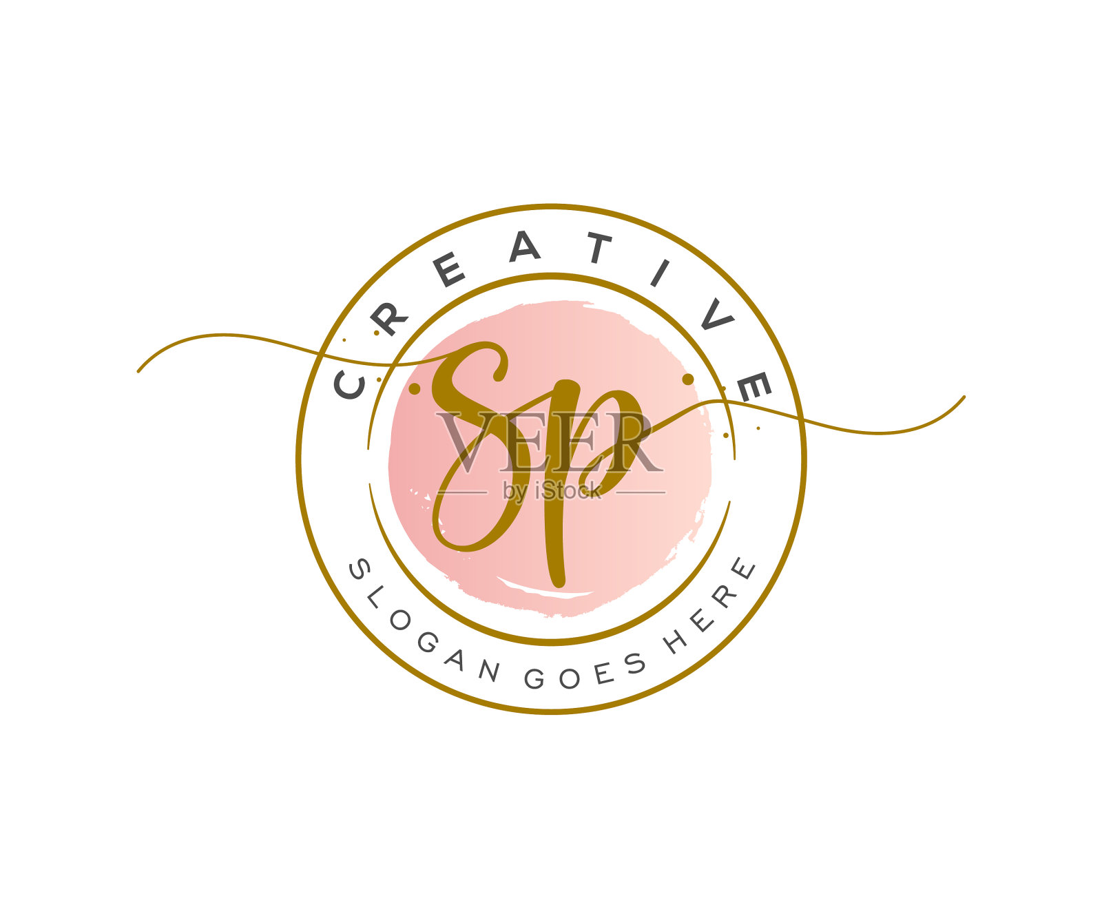 初始sp女性标志美字母组合和设计元素图片