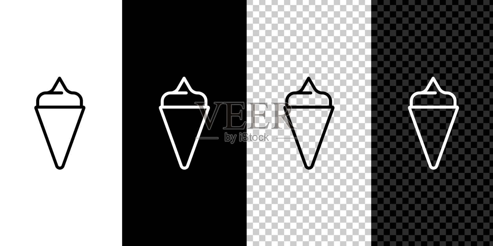 在华夫筒图标孤立上设置线冰淇淋图标素材