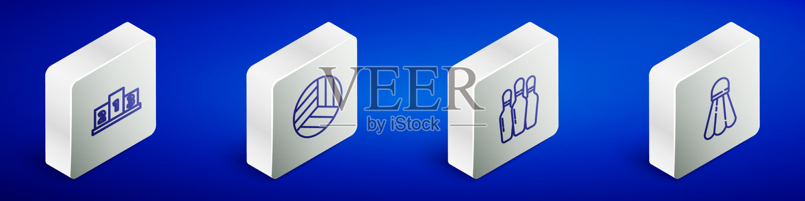 在体育冠军的领奖台上设置等距线奖图标素材