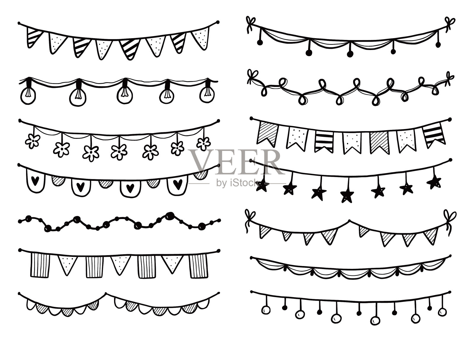 宴会用的花冠上有旗帜插画图片素材
