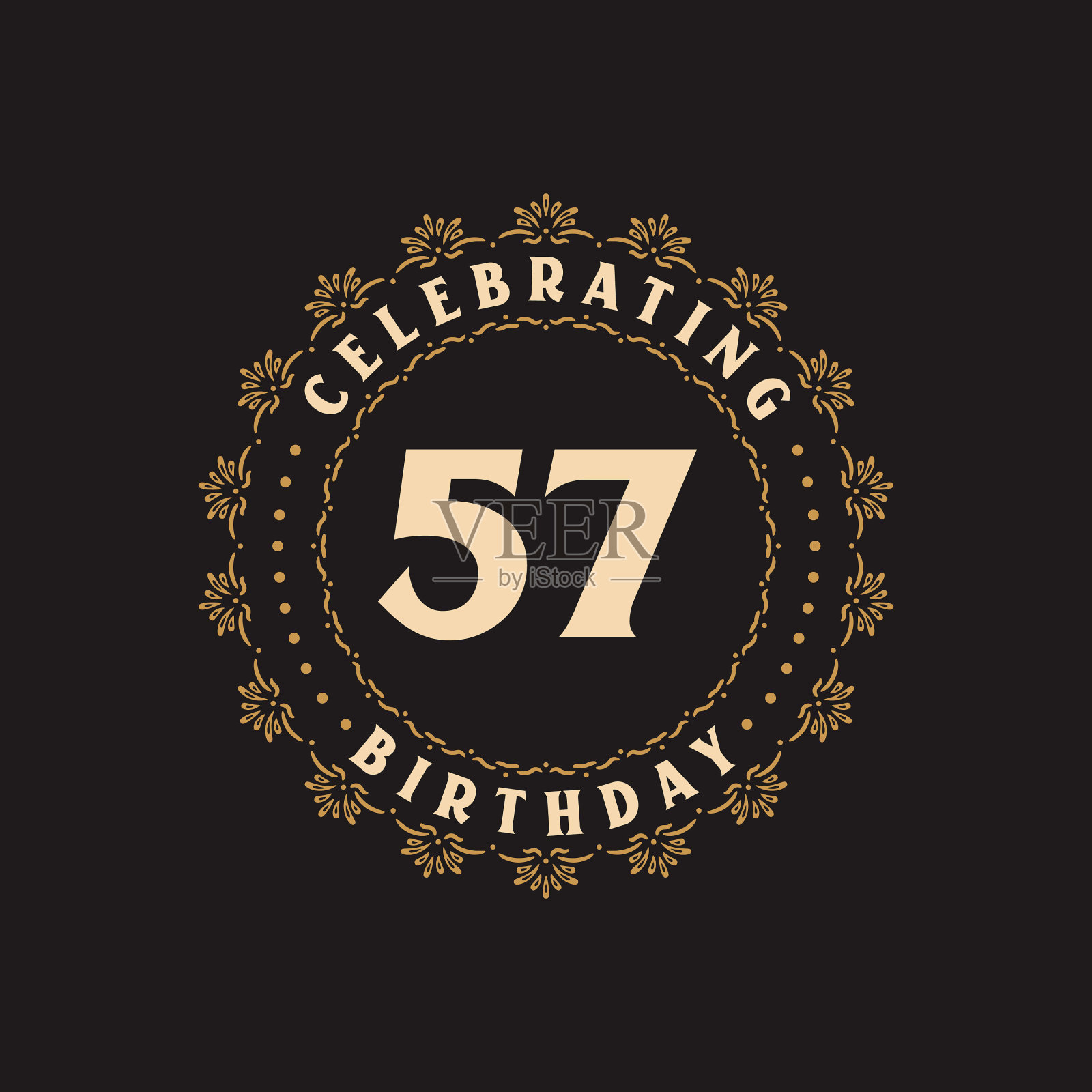 57岁生日庆祝贺卡为57插画图片素材