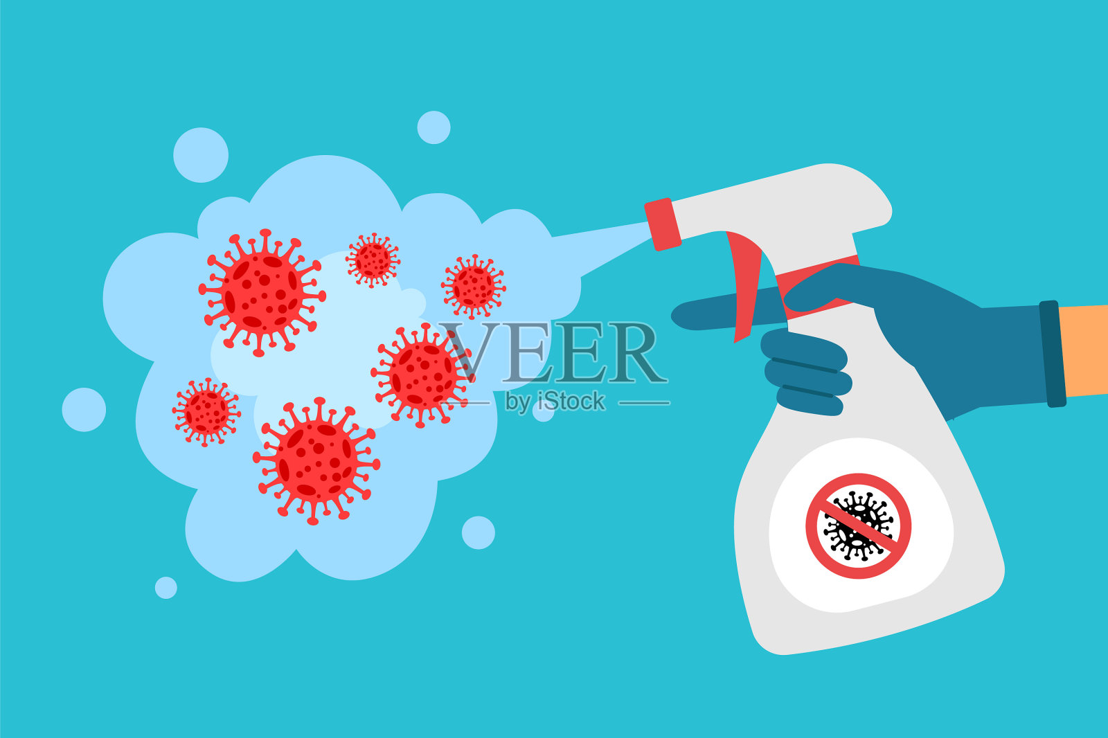 杀菌消毒水概念平面设计插画图片素材