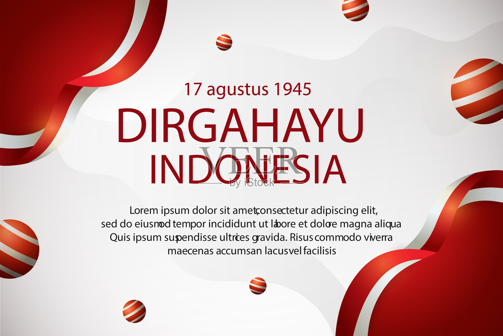 社交媒体上印着印度尼西亚独立日的标语插画图片素材