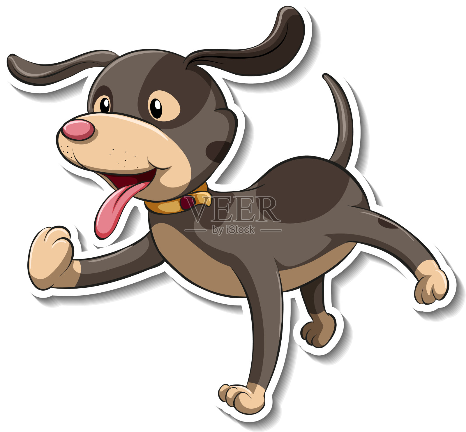 贴纸模板的狗卡通人物设计元素图片