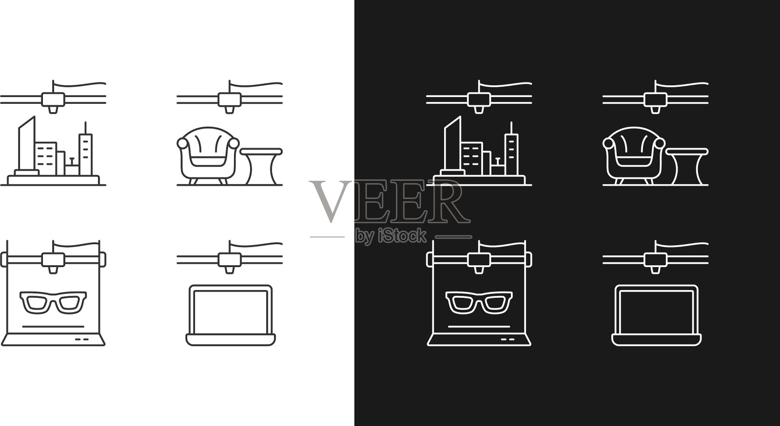 三维对象产生线性图标图标素材