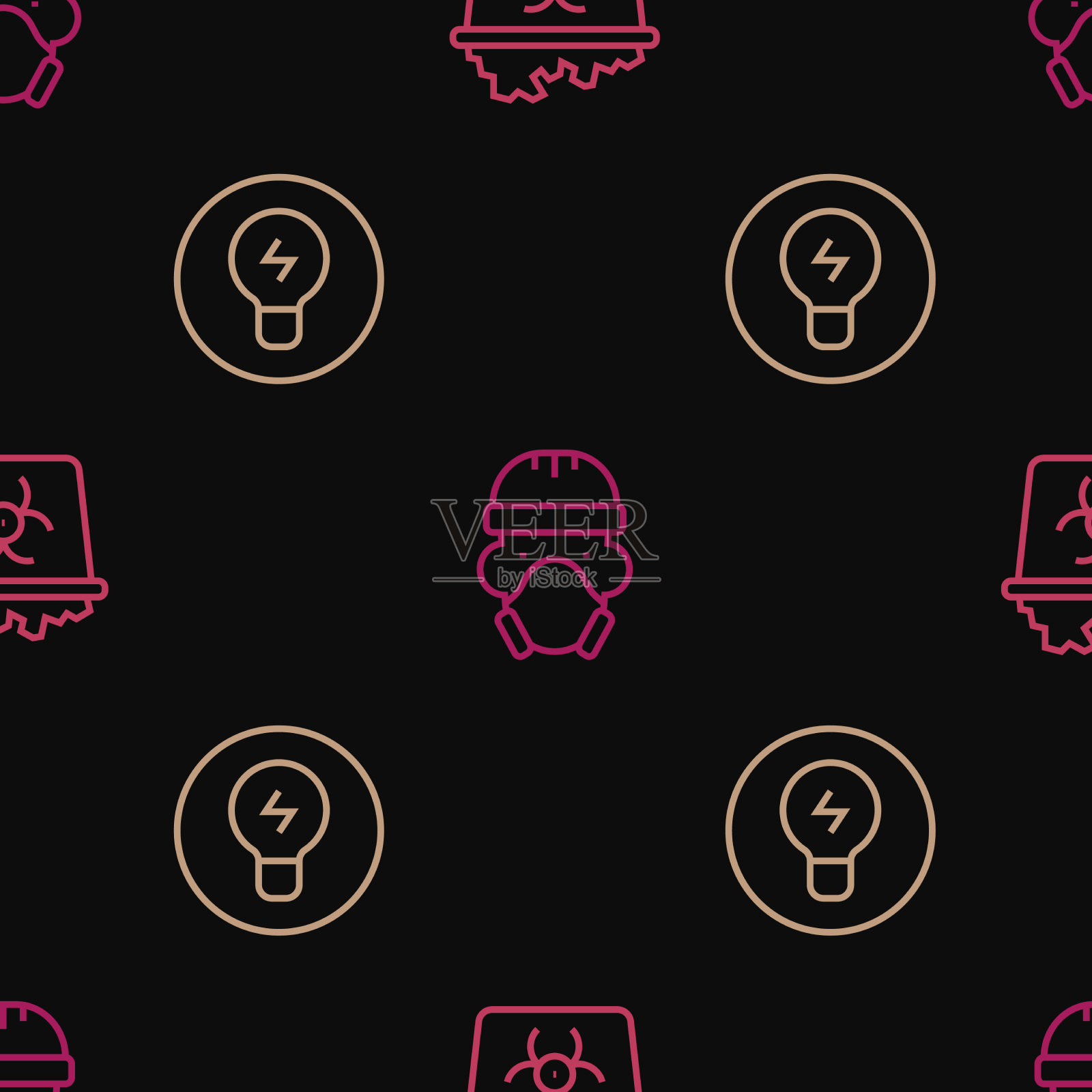 用概念设定线感染性废灯泡图标素材