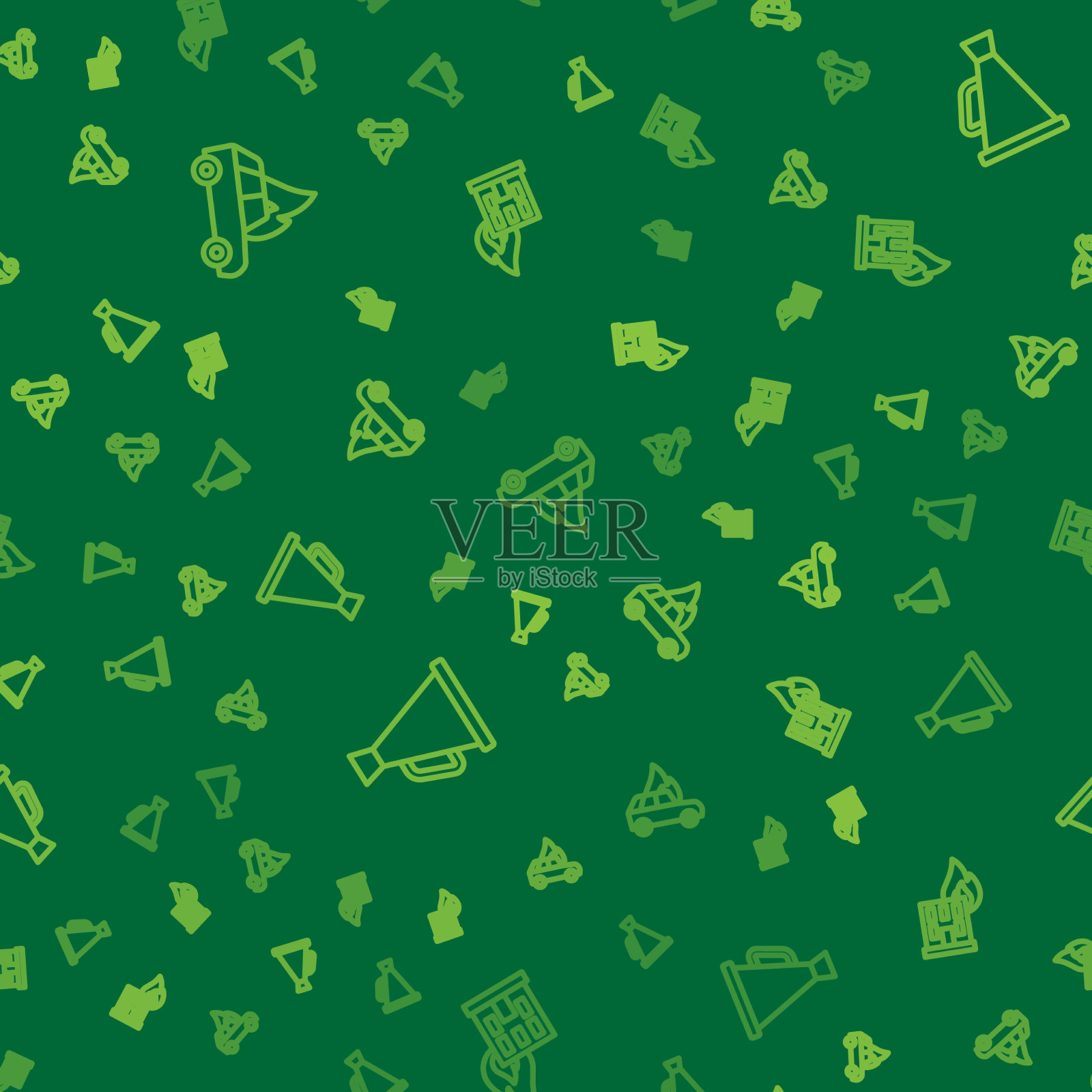 设置线燃烧汽车喇叭和火燃烧图标素材