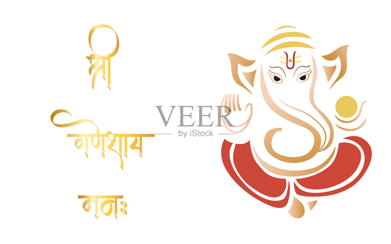 翻译 shree ganeshay namah 手绘插画图片素材