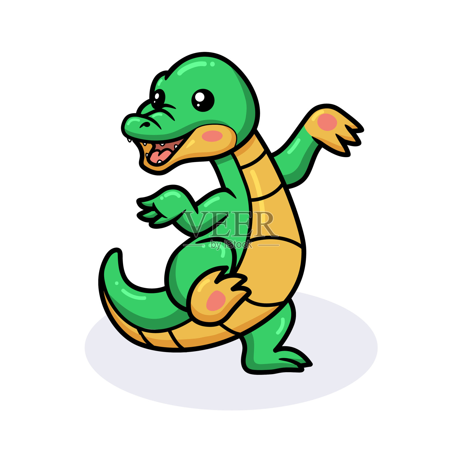 可爱的卡通小鳄鱼站着设计元素图片