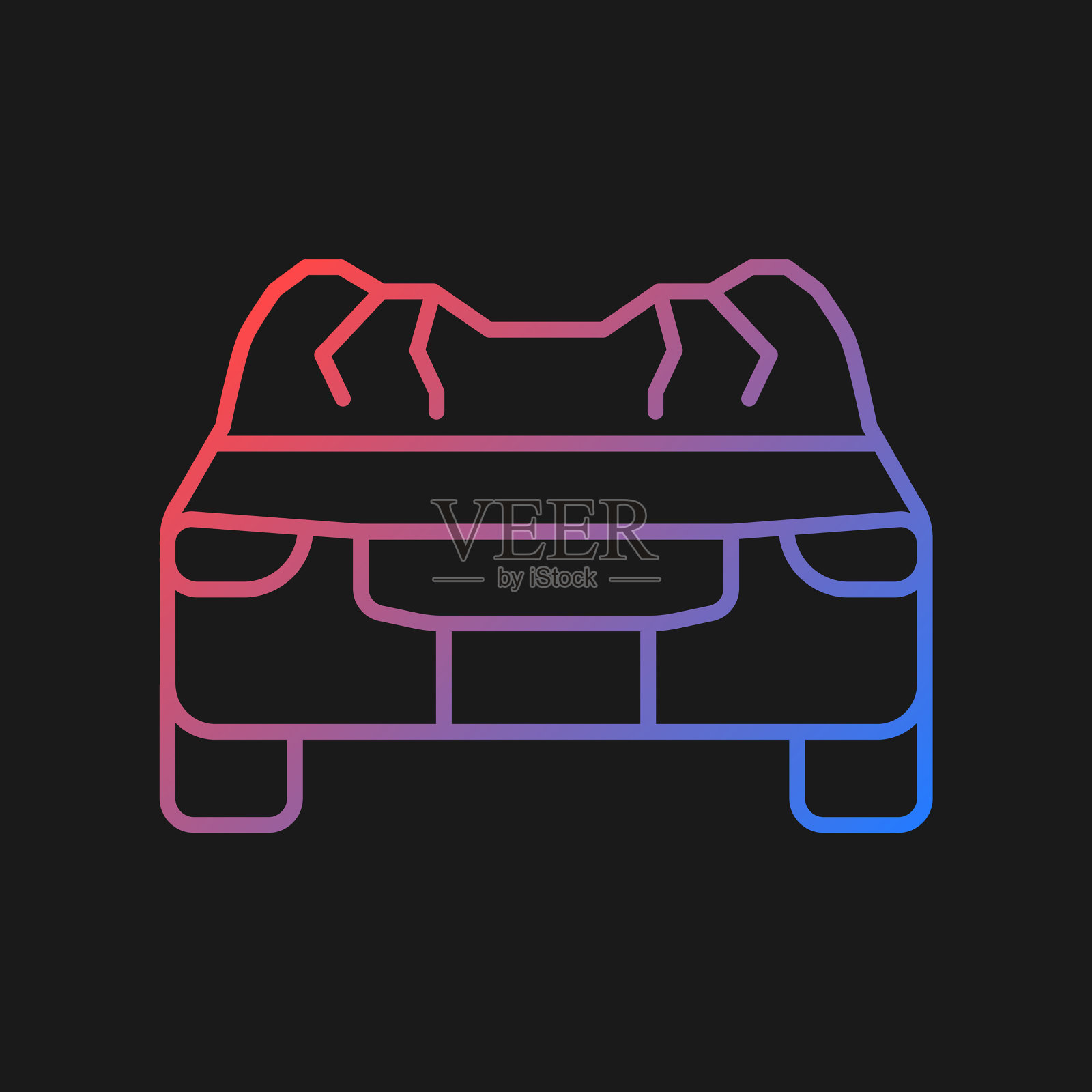 汽车屋顶损坏梯度图标为黑暗主题插画图片素材