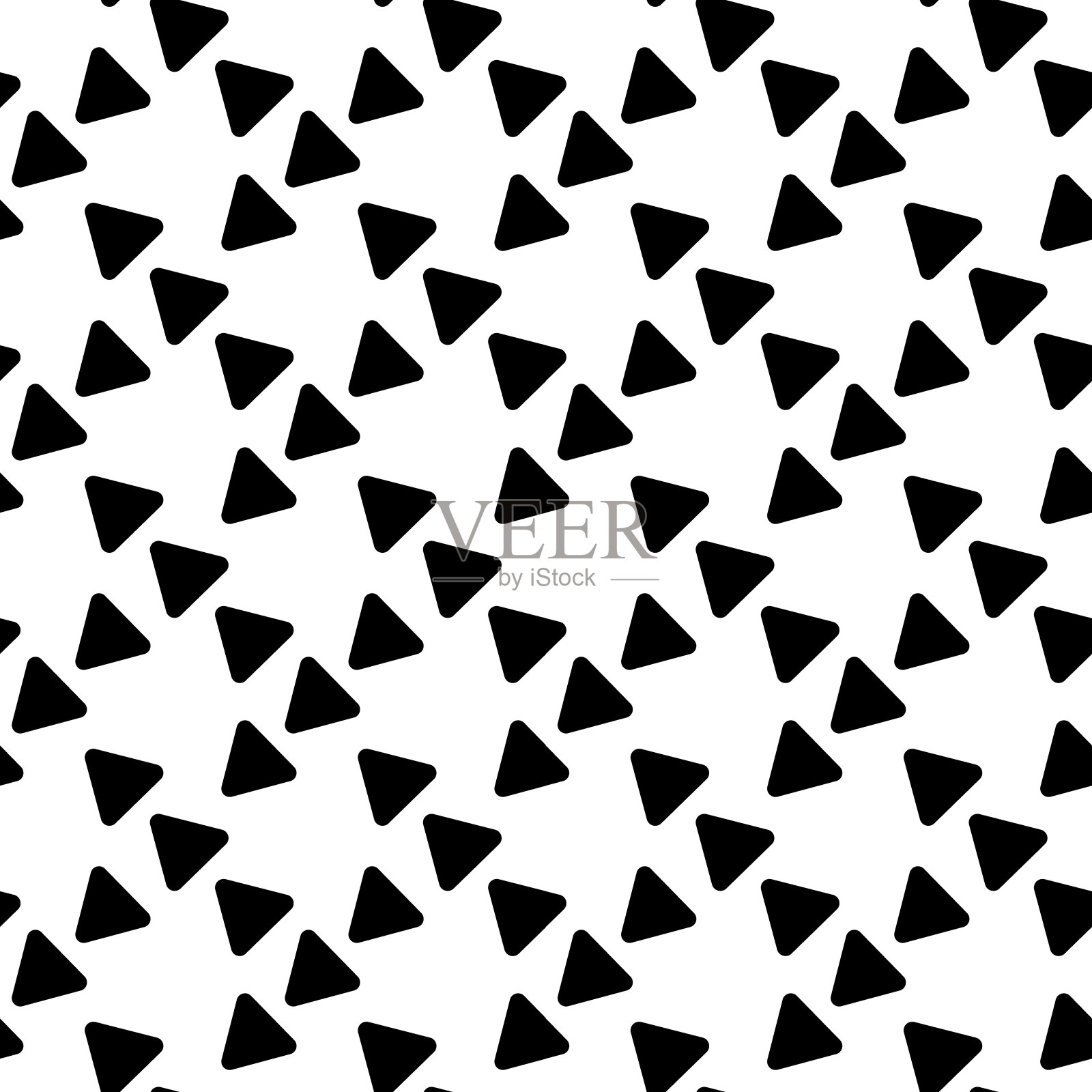 矢量简单的单色插图与黑色三角形在白色背景。平面风格无缝图案设计与三角形形状插画图片素材
