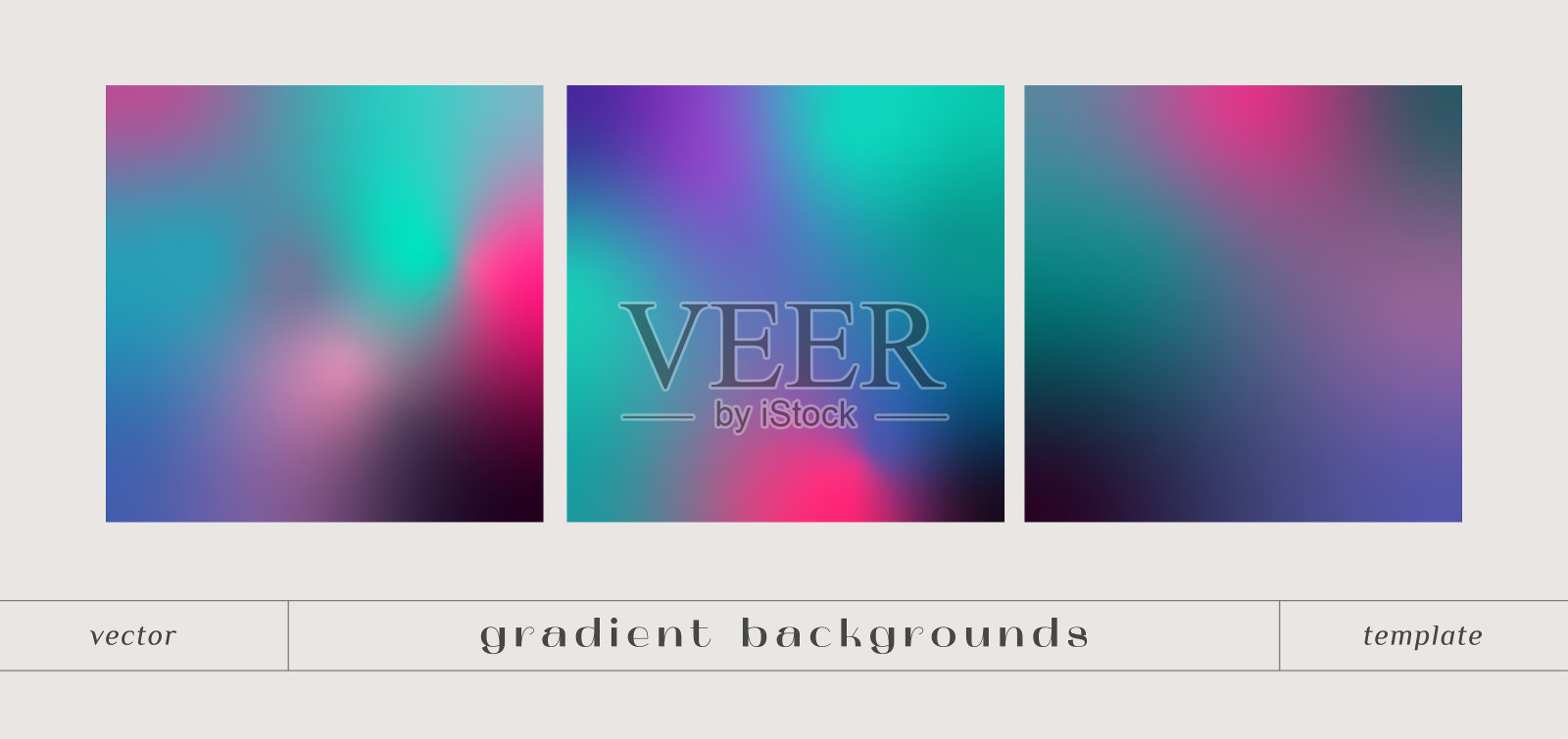 一组抽象的多色梯度背景。向量模糊设计插画图片素材