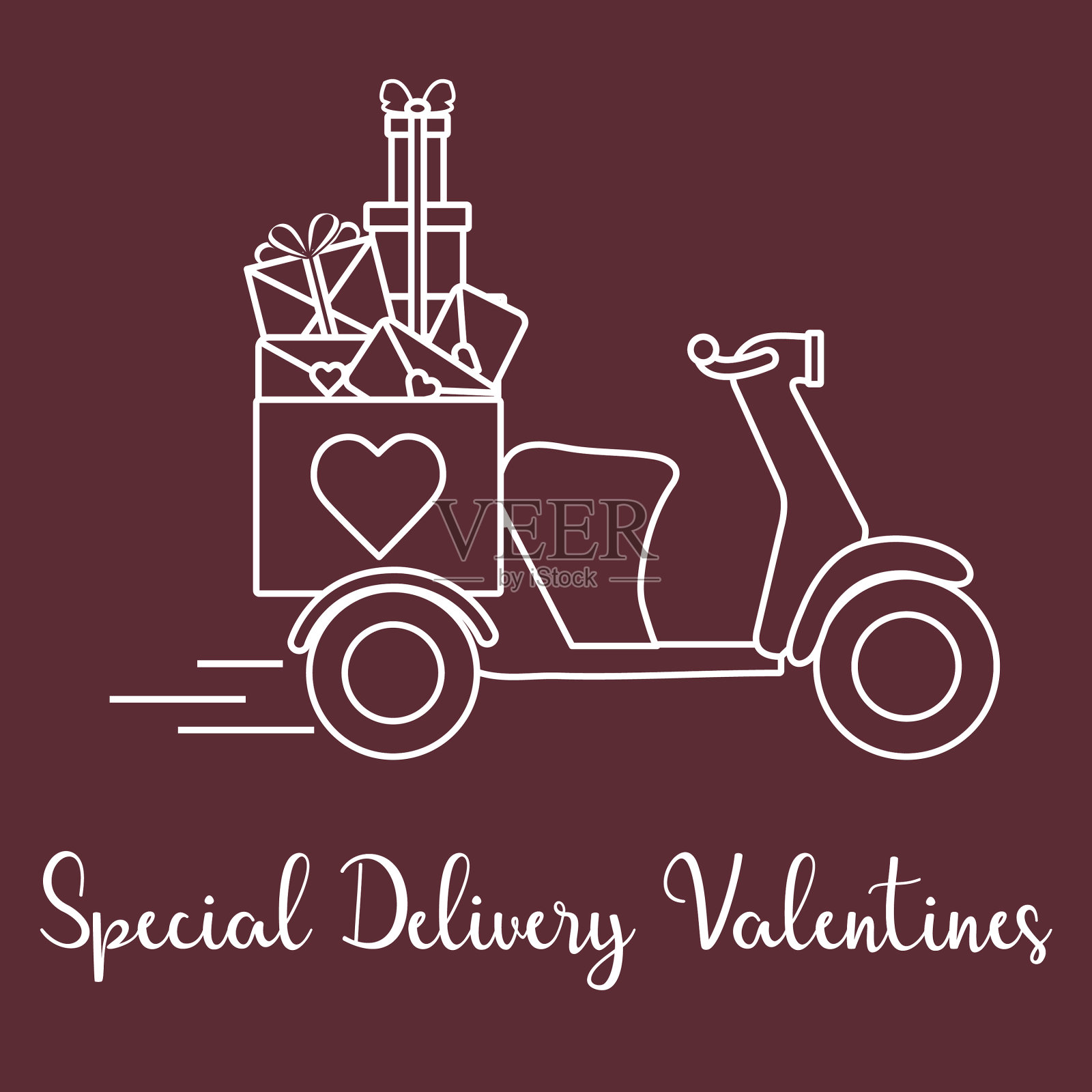 特别快递情人节摩托车插画图片素材