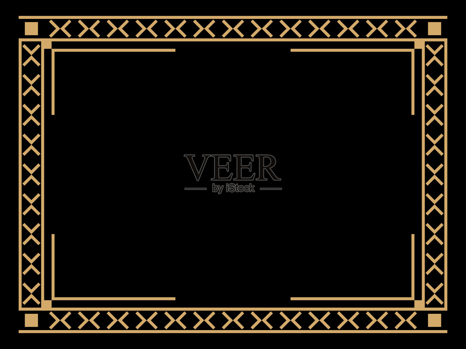 艺术装饰风格的框架。的线性边界。为请柬、传单和贺卡设计一个模板。几何金色的框架。20世纪20 - 30年代的风格。矢量图插画图片素材