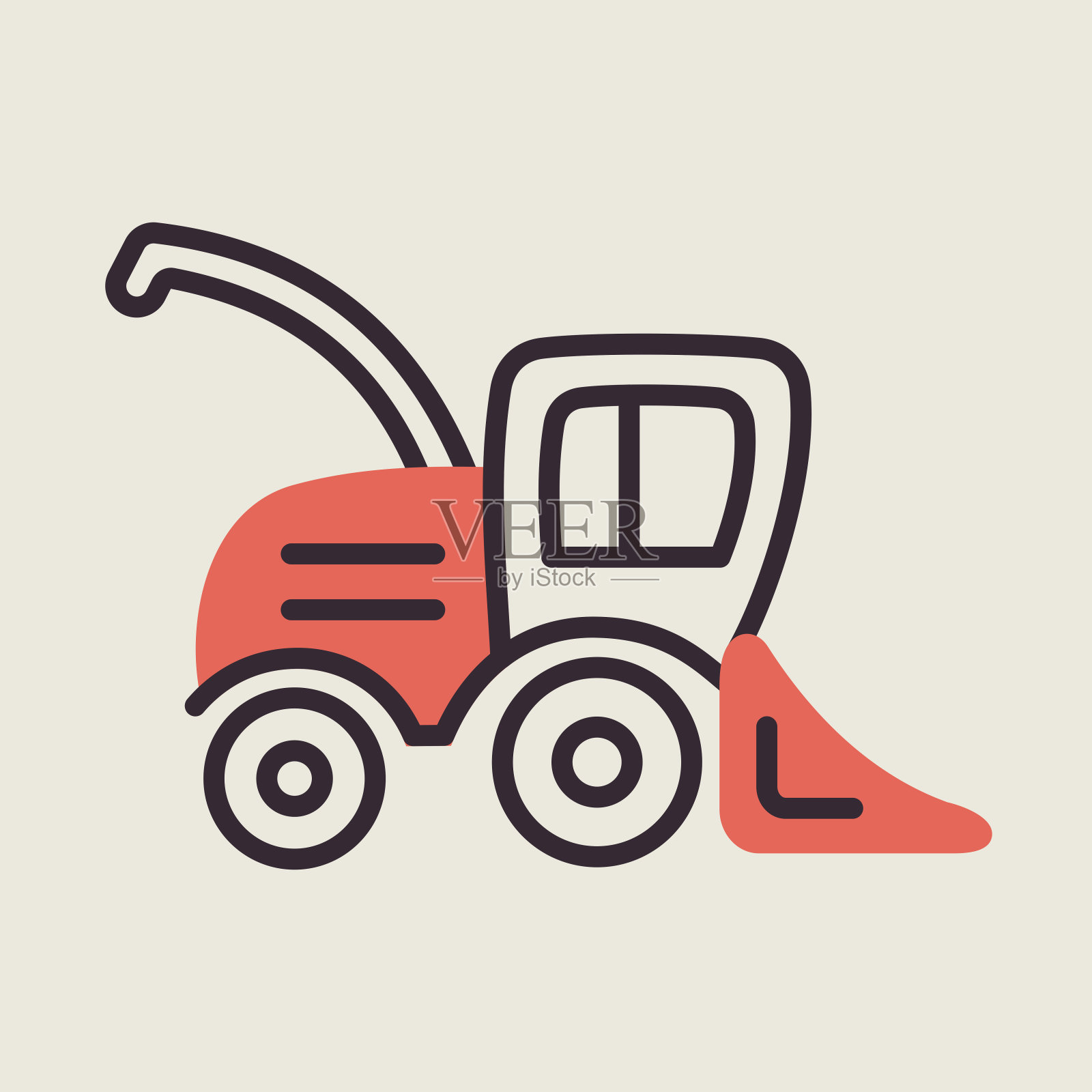 联合收割机平面矢量图标插画图片素材