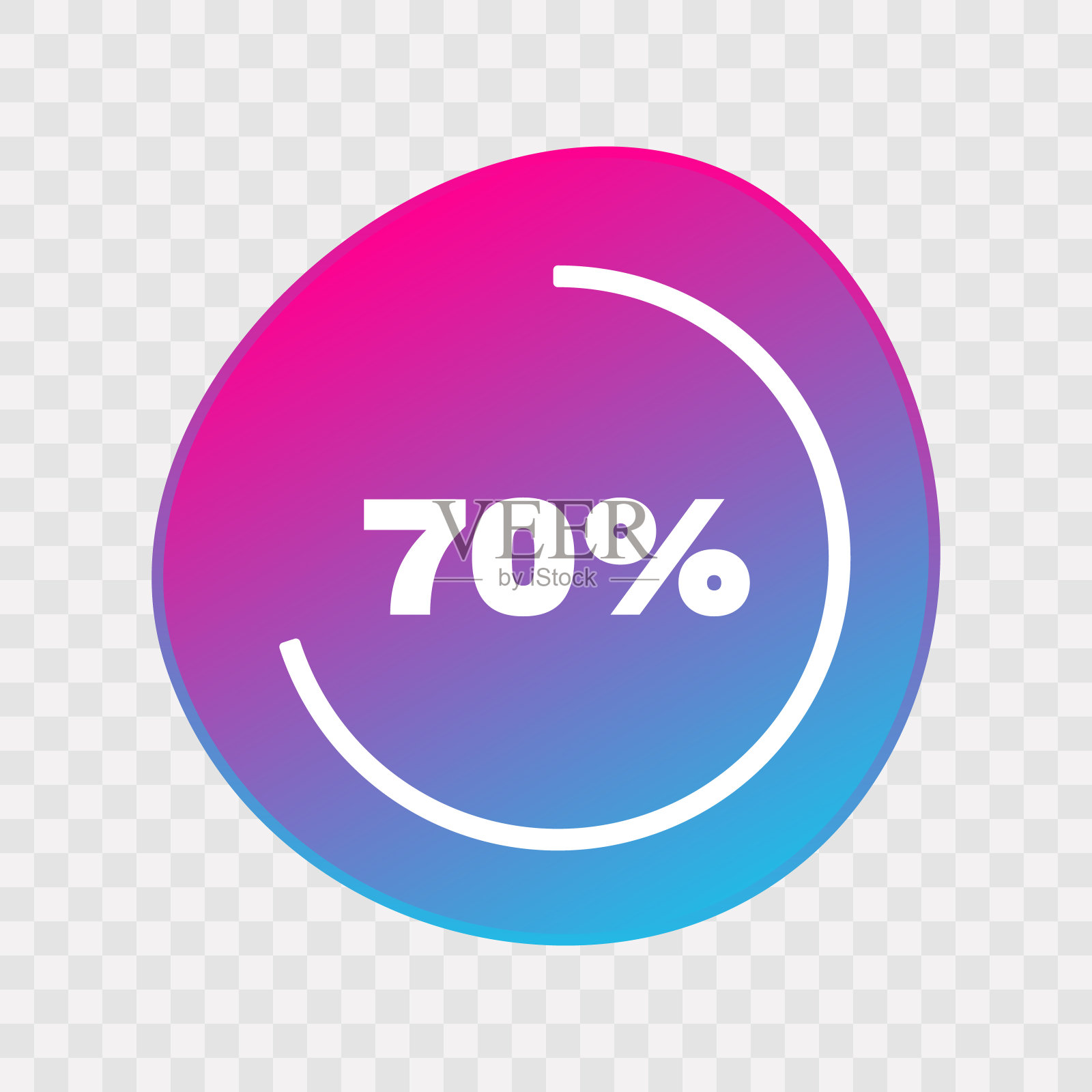 70%的图表。矢量百分比信息图元素。渐变图标隔离的透明背景。签名下载，增长，进度，业务，财务，设计插画图片素材