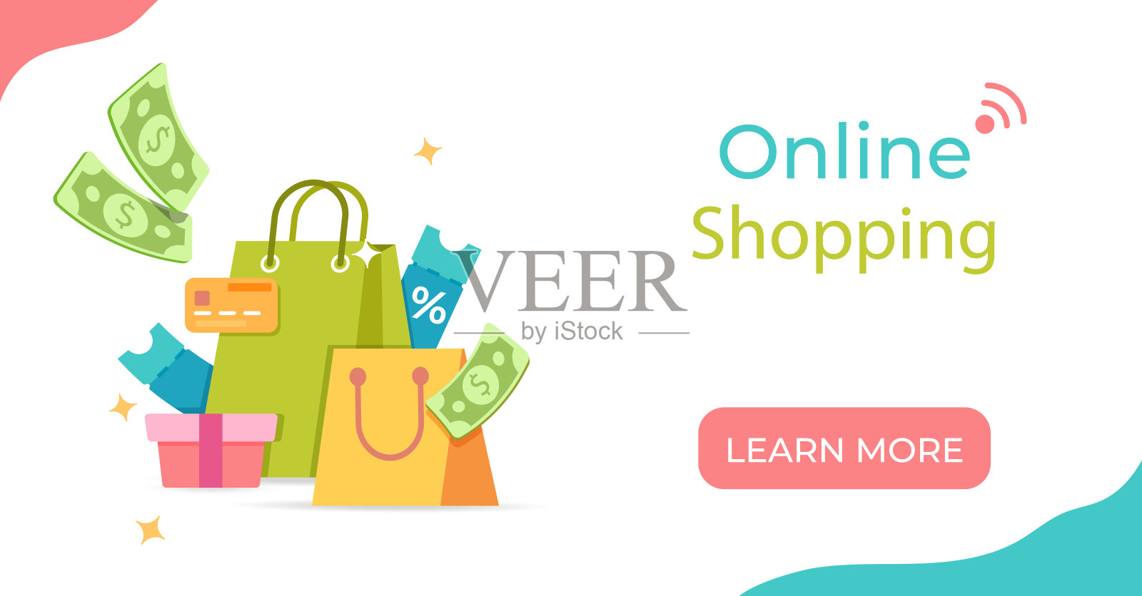 网上购物和销售矢量概念海报。股票插图插画图片素材