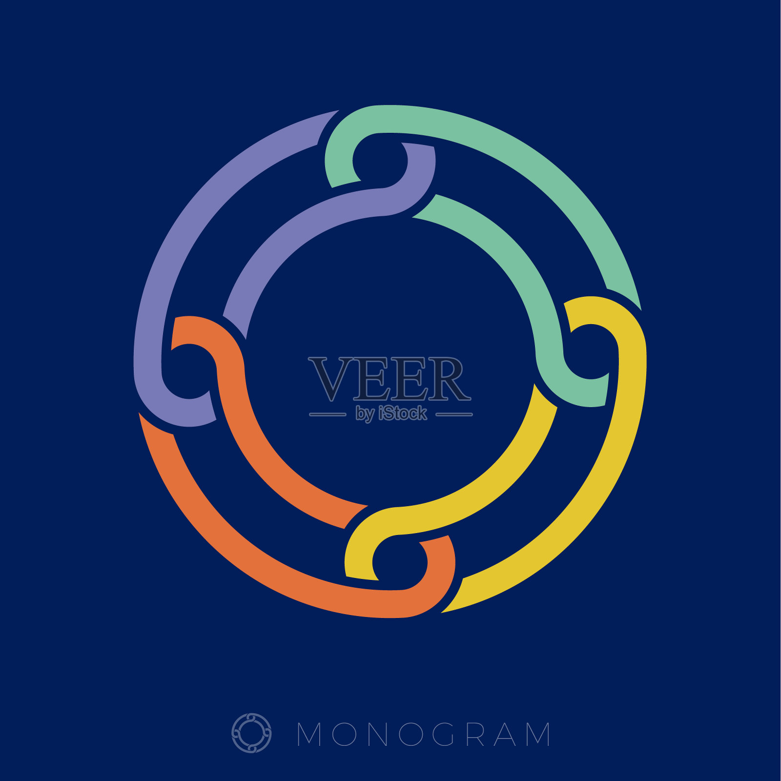 O字母组合。字母o。界线象征蓝色的背景。插画图片素材