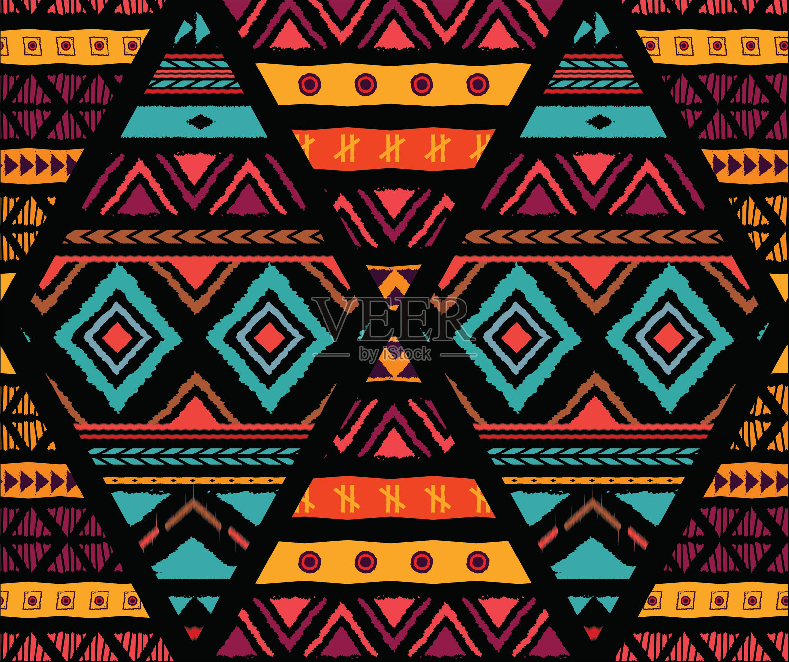 几何民族东方伊卡特无缝图案传统设计。插画图片素材