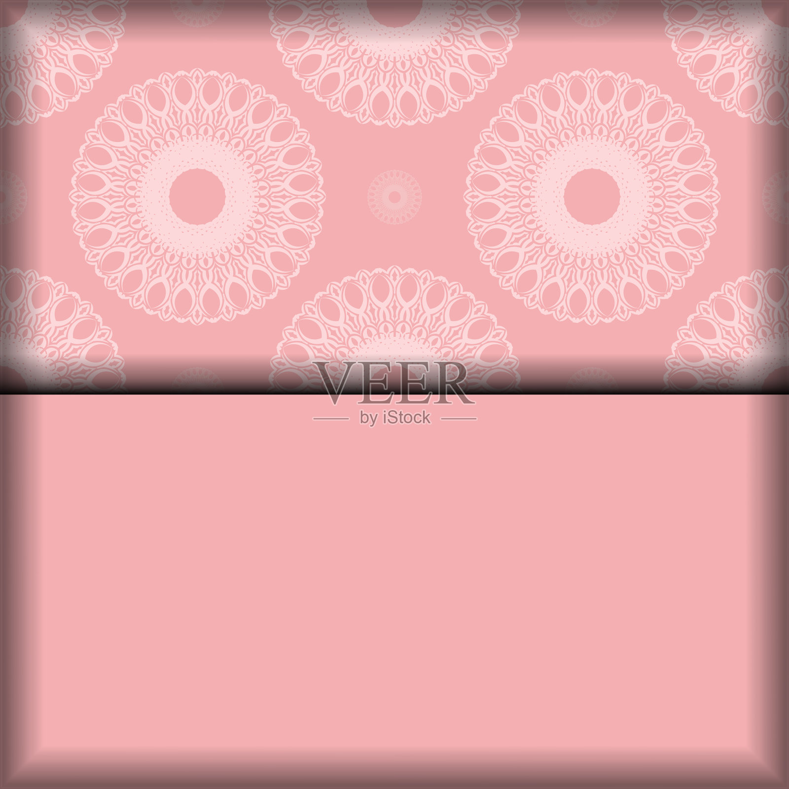 带有印度白色图案的粉红色明信片插画图片素材