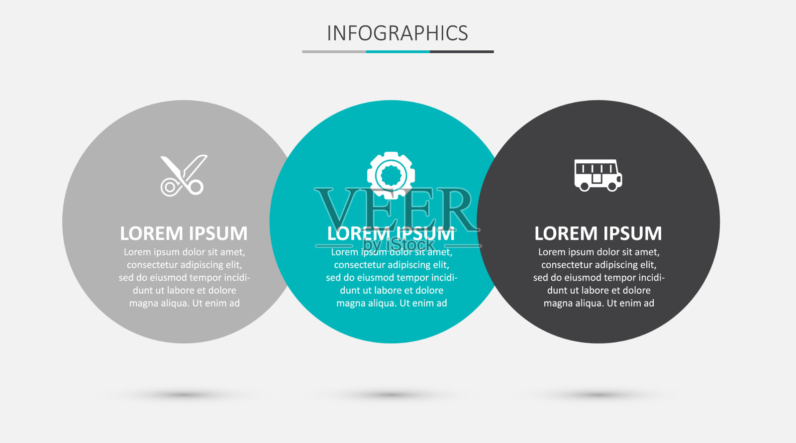 设置齿轮剪刀和校车业务图标素材