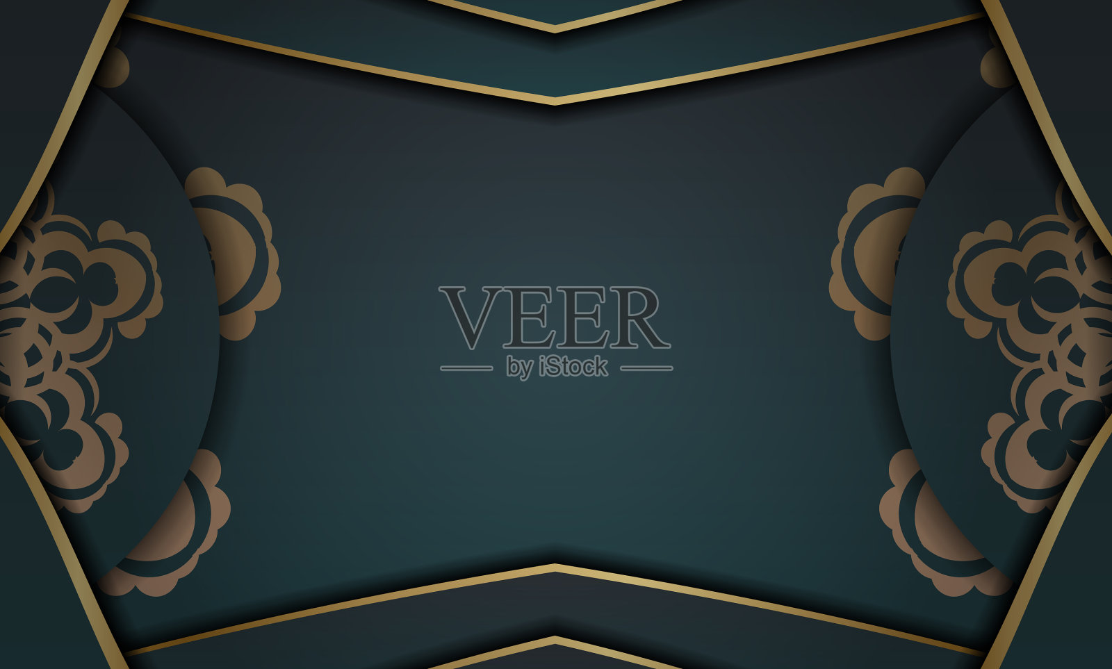 绿色梯度背景与抽象的黄金插画图片素材