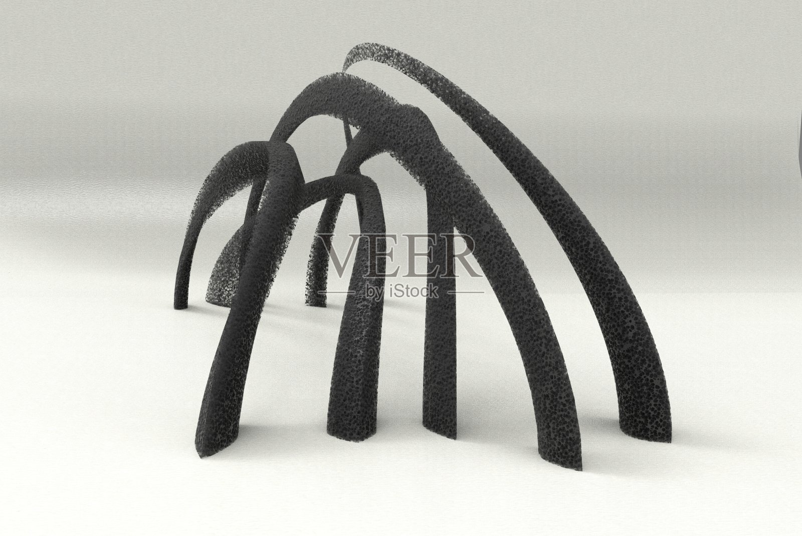 黑色线条站在抽象的街道雕塑在白色背景渲染3D图像照片摄影图片