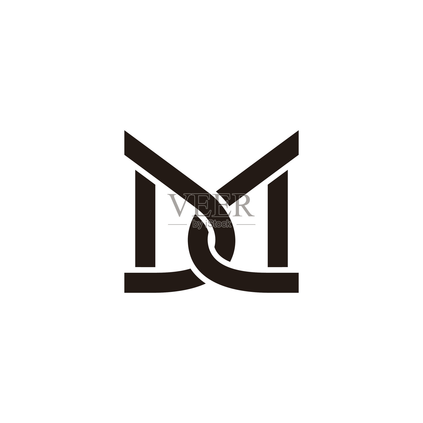 字母md简单链接的几何线性标志设计元素图片