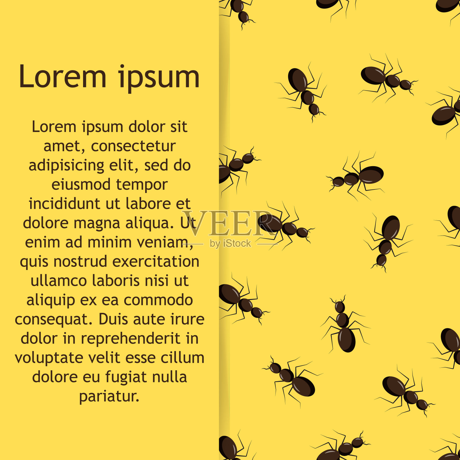 蚂蚁无缝模式。黑色和白色矢量无缝模式与蚂蚁。动物的背景。矢量图设计模板素材