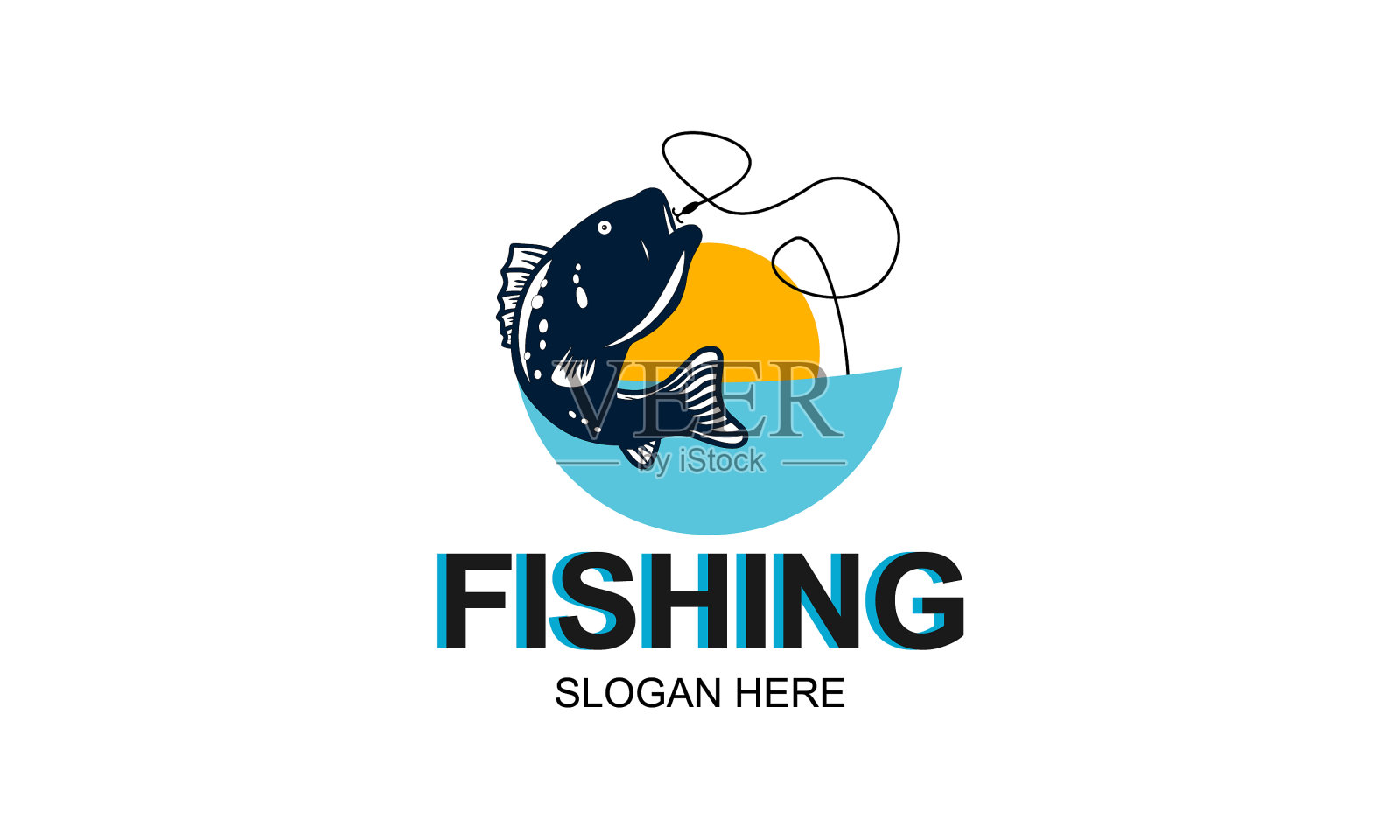 钓鱼标志设计思路最好的标志插画图片素材