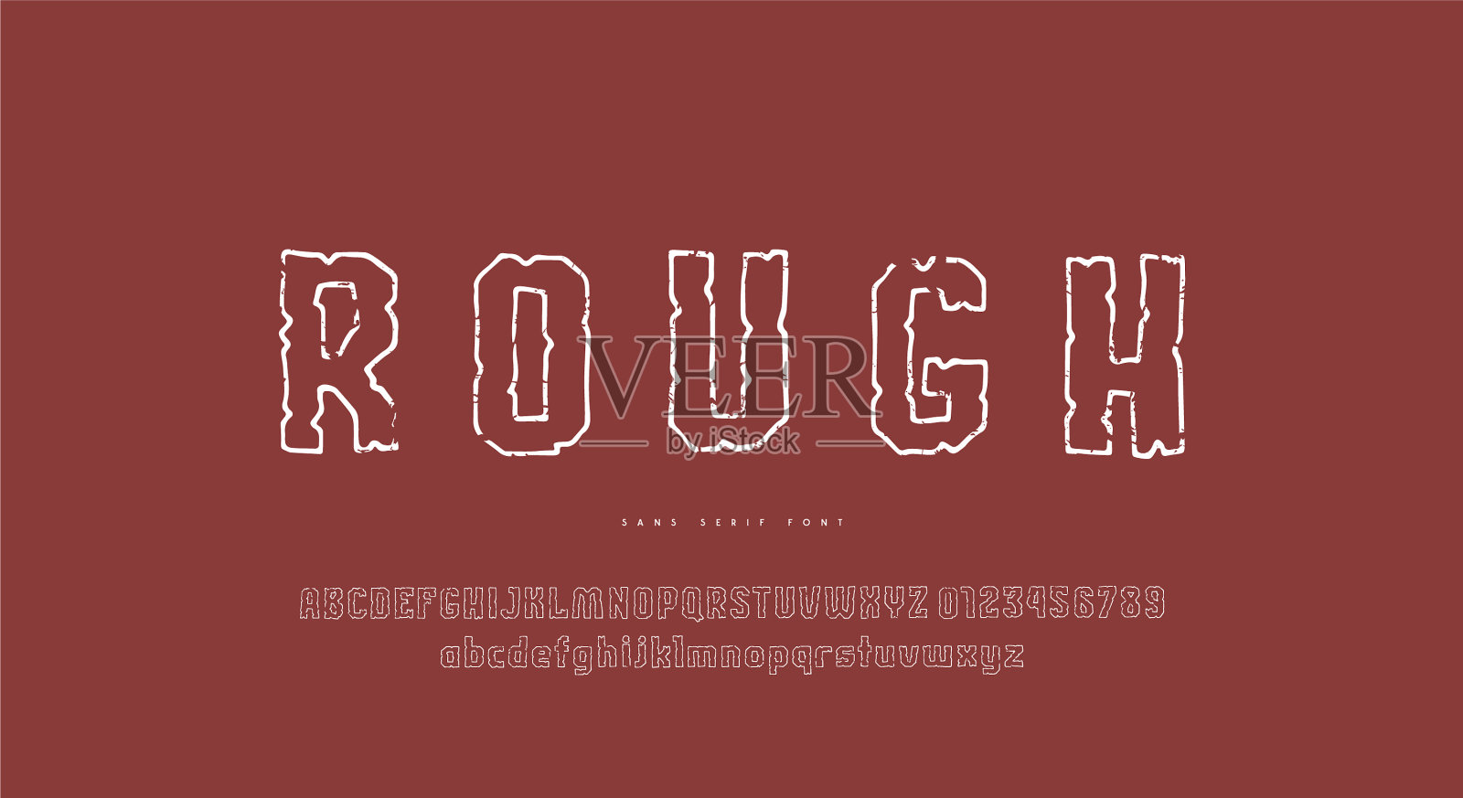 手绘风格的空心无衬线字体插画图片素材