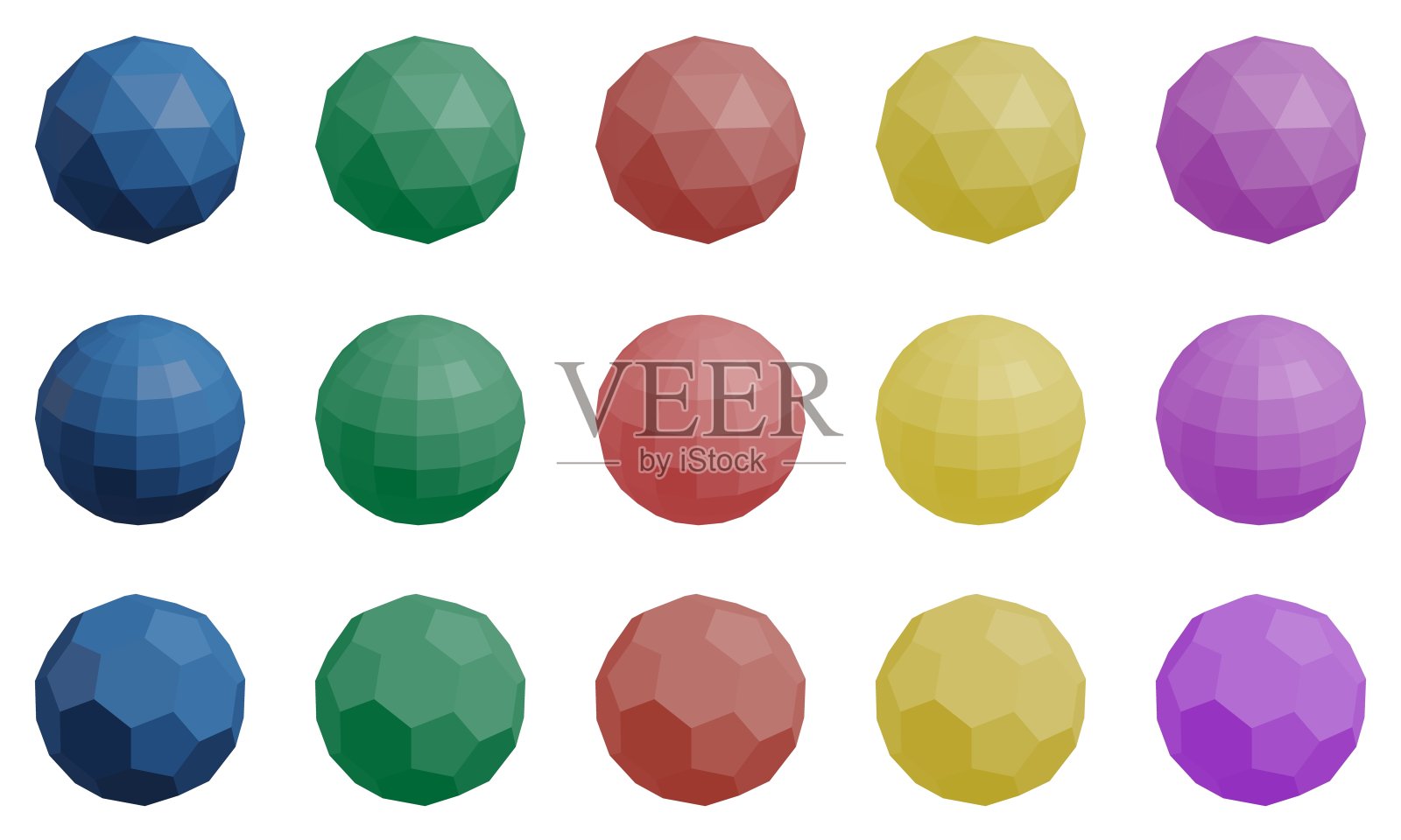 一套15个彩色低聚原语插画图片素材