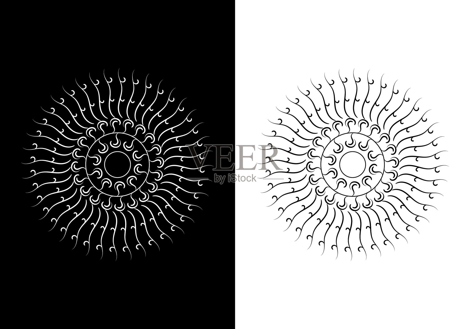 黑白抽象孤立的装饰物插画图片素材