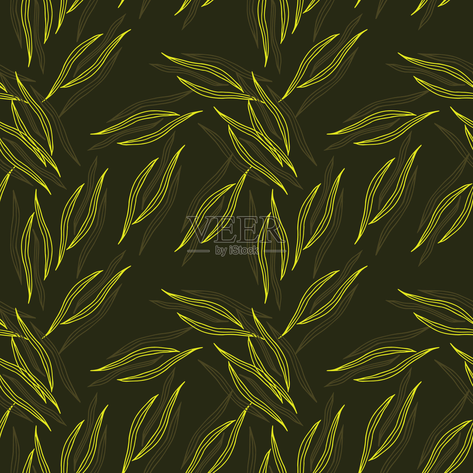 春季植物外形无缝图案插画图片素材