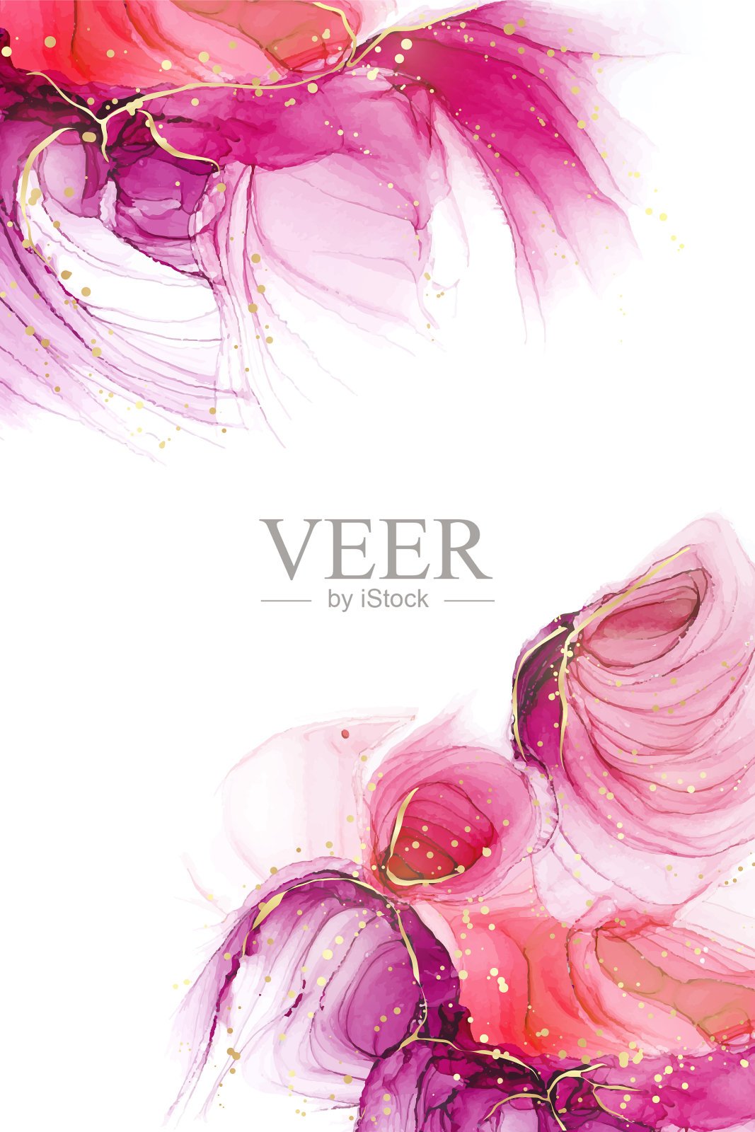 深红色粉红色和红色液体水彩背景插画图片素材