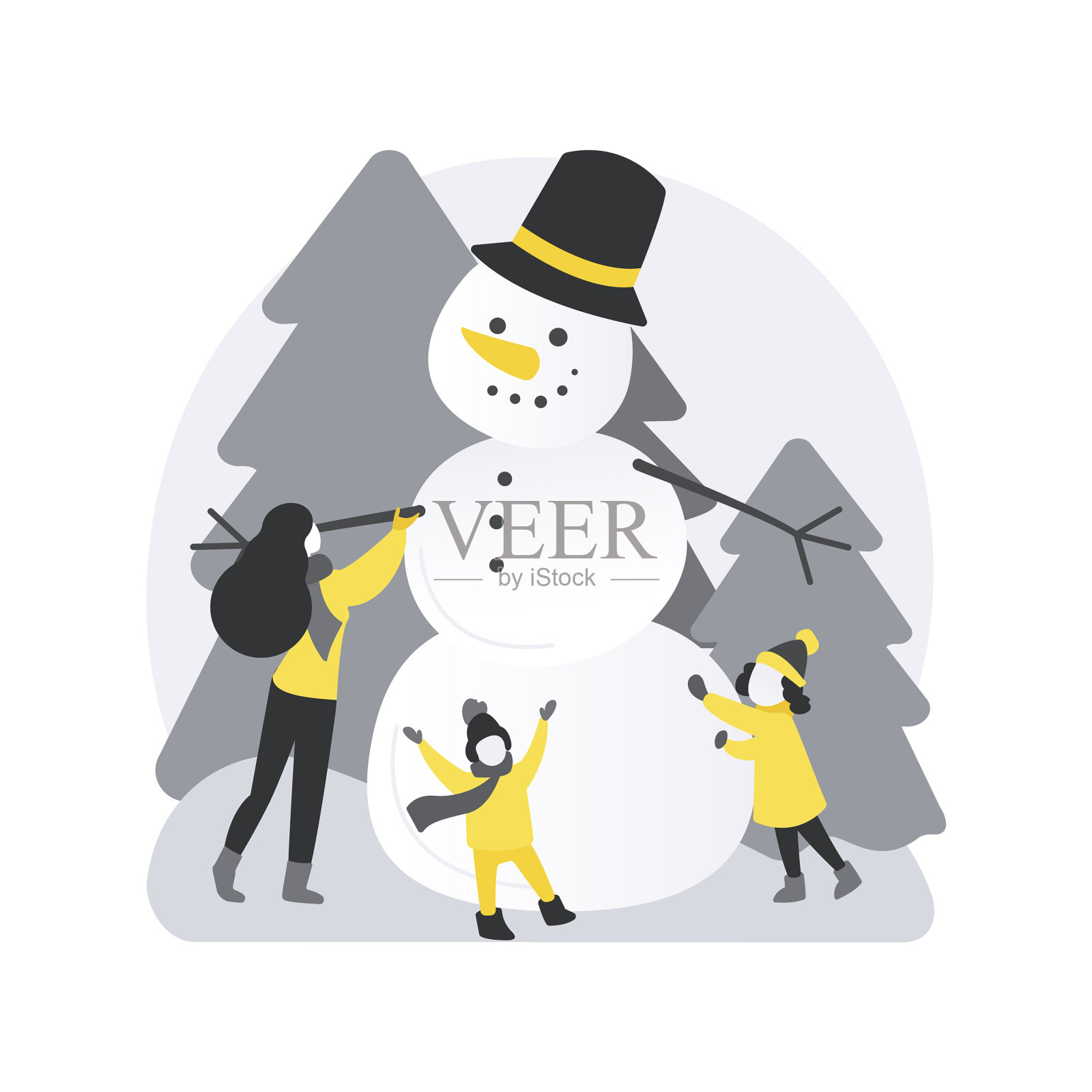 堆雪人是抽象的概念设计元素图片