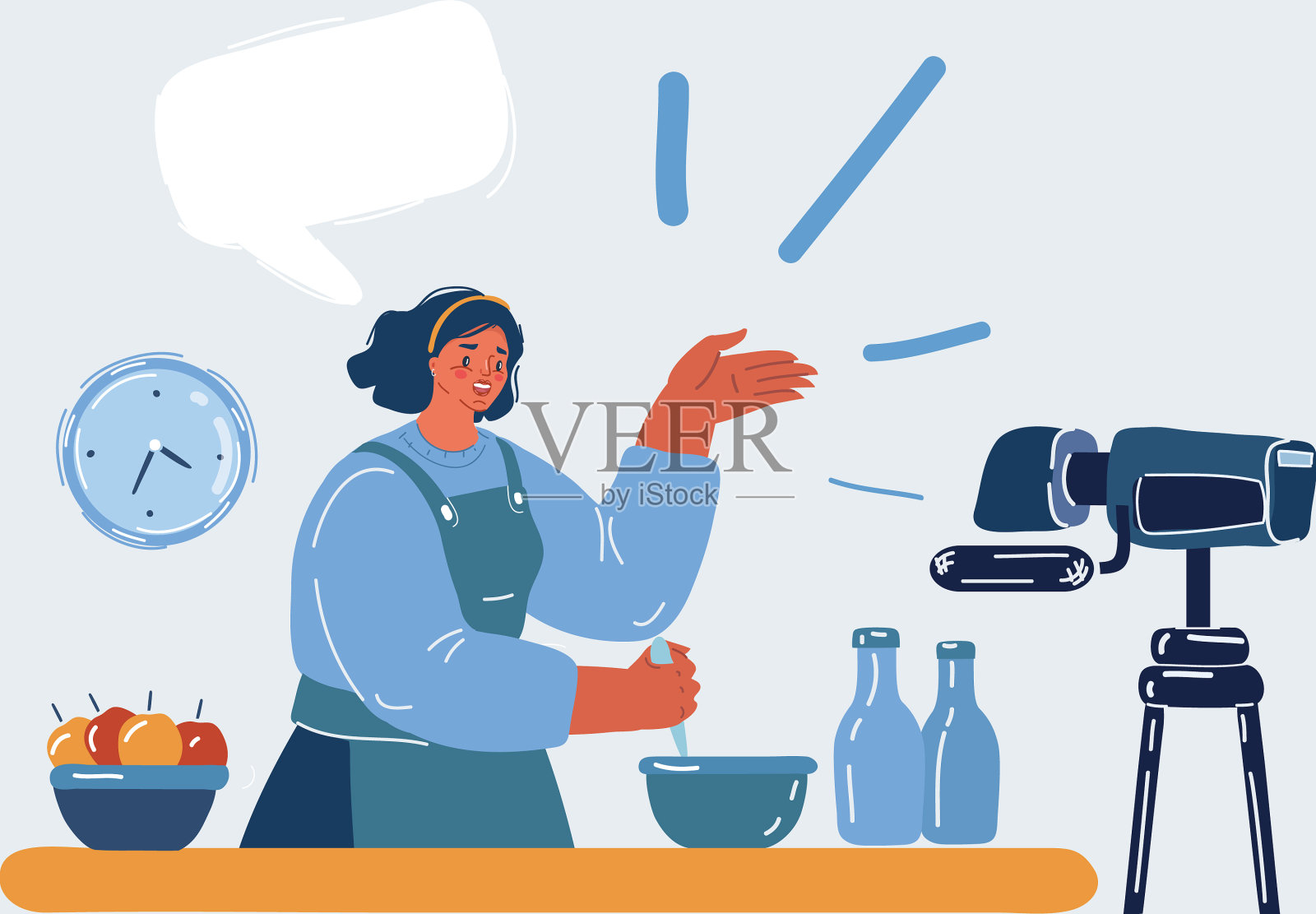 美食博主插画图片素材