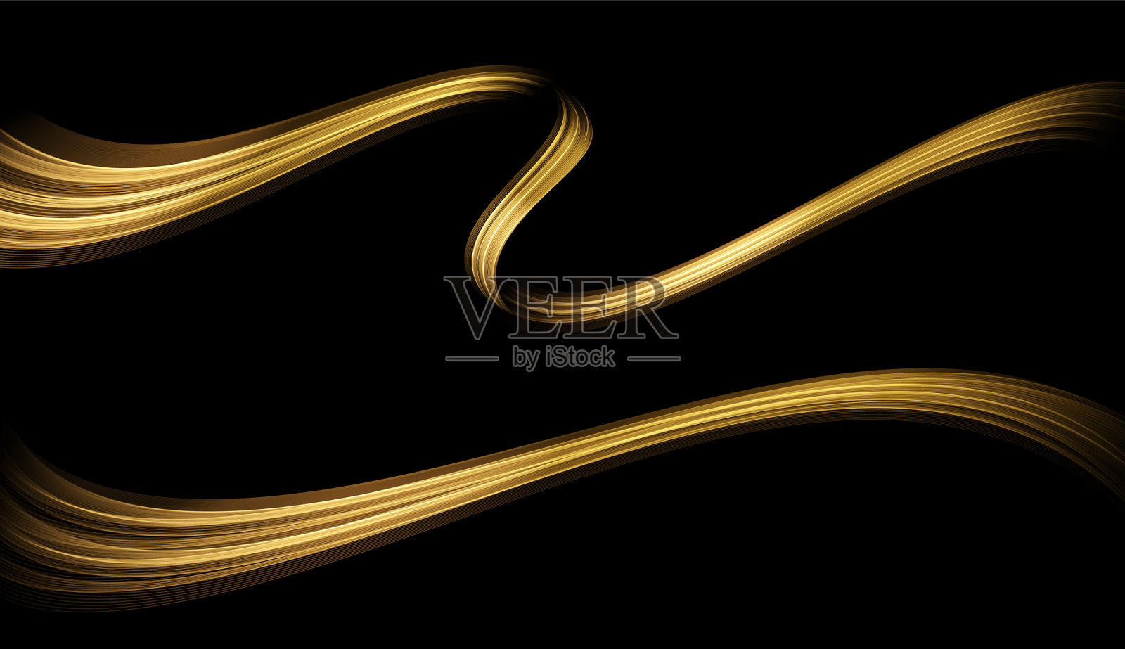 抽象的金色波浪闪烁着金色的动线插画图片素材